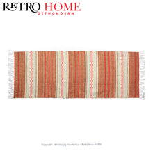 Kép betöltése a galériamegjelenítőbe: Piros, fehér és arany mintás műanyag (PVC) padló szőnyeg - RetroHome.shop