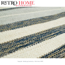 Kép betöltése a galériamegjelenítőbe: Barna, kék és fehér mintás indiai pamut szőnyeg - RetroHome.shop