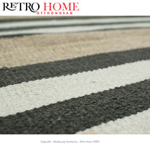 Kép betöltése a galériamegjelenítőbe: Bézs, fekete és fehér mintás indiai pamut padlószőnyeg - RetroHome.shop