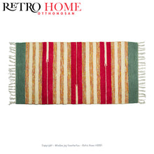 Kép betöltése a galériamegjelenítőbe: Kék, fehér és rózsaszín, egyedi mintás indiai pamut szőnyeg - RetroHome.shop