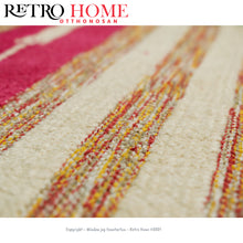 Kép betöltése a galériamegjelenítőbe: Kék, fehér és rózsaszín, egyedi mintás indiai pamut szőnyeg - RetroHome.shop