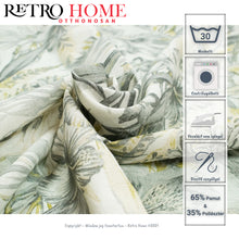 Kép betöltése a galériamegjelenítőbe: Szürke pálma és virág mintás pamutvászon asztalterítő