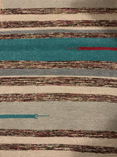 Kép betöltése a galériamegjelenítőbe: Tűrkiz,szűrke zöld színű csíkos indiai pamut szőnyeg