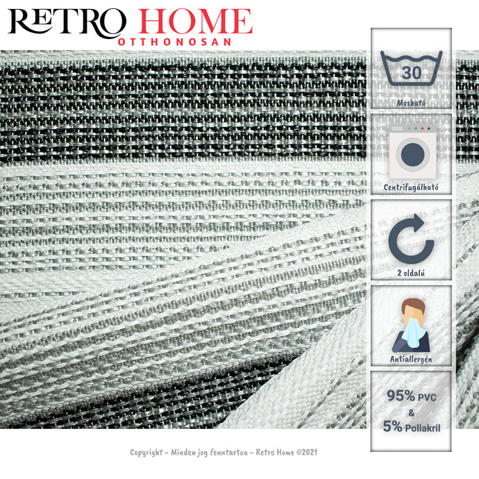 Fekete, fehér és szürke mintás műanyag (PVC) padló szőnyeg - RetroHome.shop