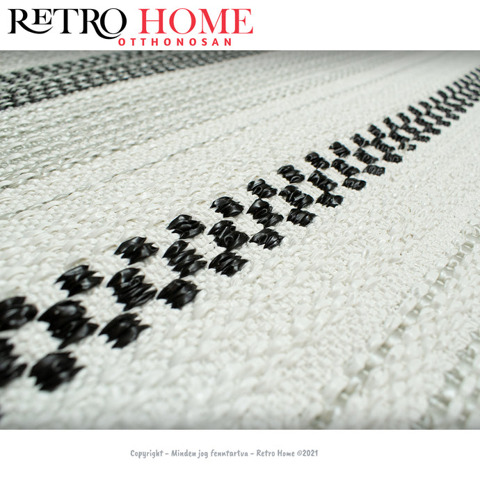 Fekete, fehér és szürke mintás műanyag (PVC) padló szőnyeg - RetroHome.shop