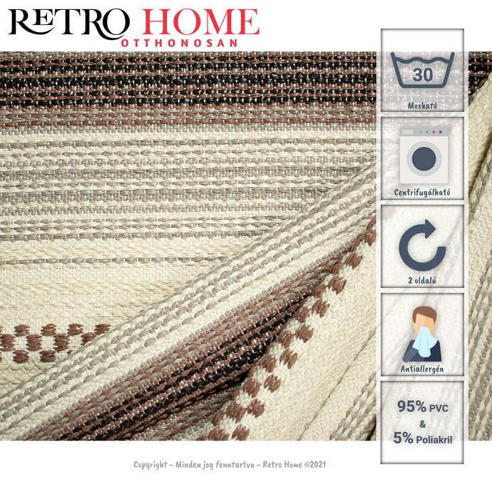 Barna, fekete és bézs mintás műanyag (PVC) padló szőnyeg - RetroHome.shop