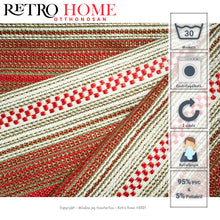 Kép betöltése a galériamegjelenítőbe: Piros, fehér és arany mintás műanyag (PVC) padló szőnyeg - RetroHome.shop
