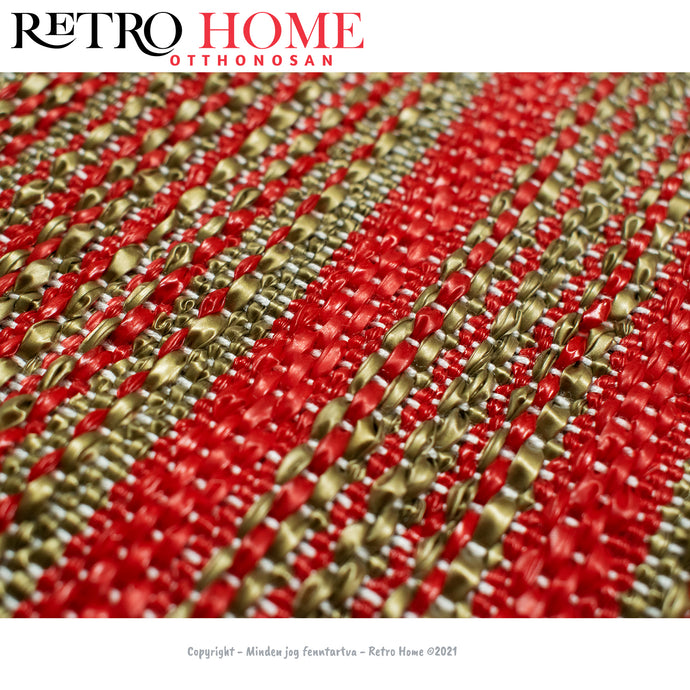 Piros, fehér és arany mintás műanyag (PVC) padló szőnyeg - RetroHome.shop