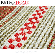 Kép betöltése a galériamegjelenítőbe: Piros, fehér és arany mintás műanyag (PVC) padló szőnyeg - RetroHome.shop
