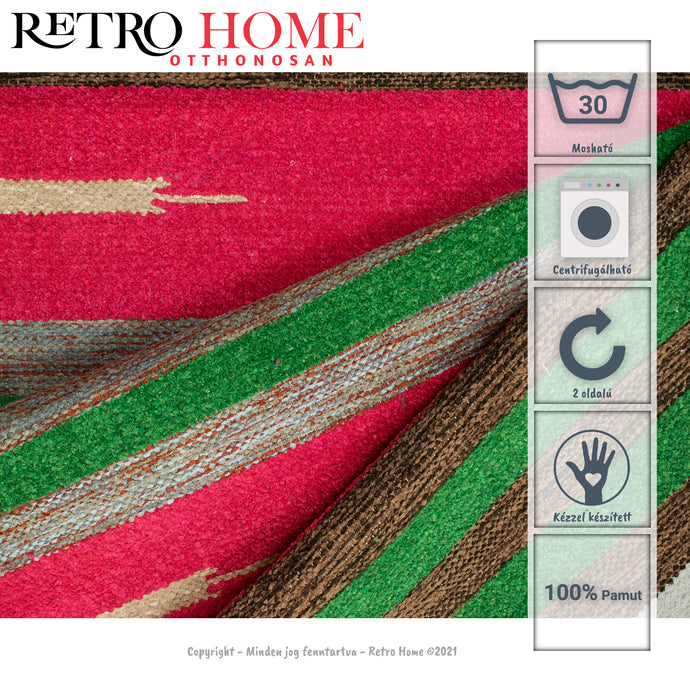 Négy izgalmas színű, vonal mintás indiai pamut szőnyeg - RetroHome.shop